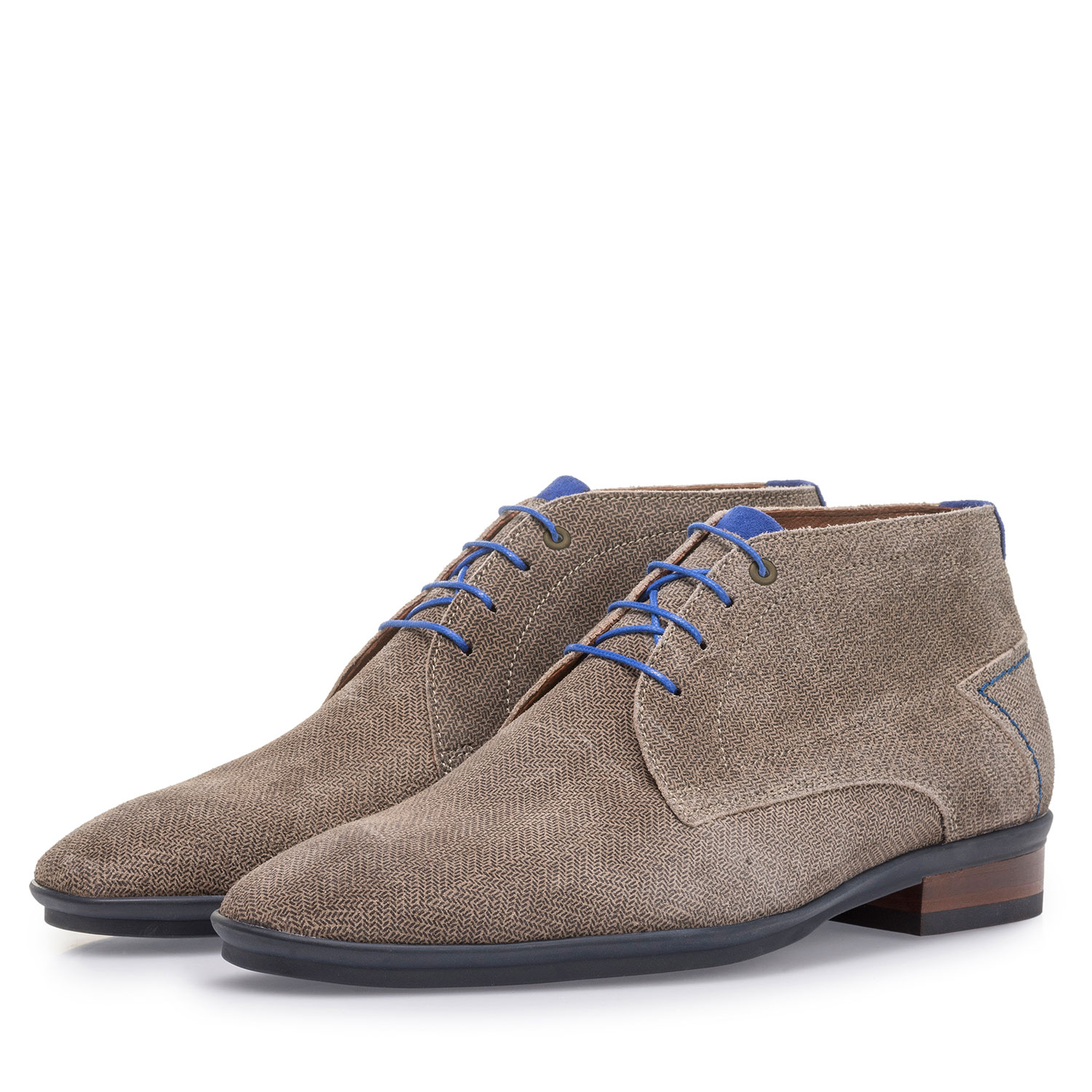 20440/01 - Sand-coloured suede leather lace boot with print 20440/01 - Sand-coloured suede leather lace boot with print