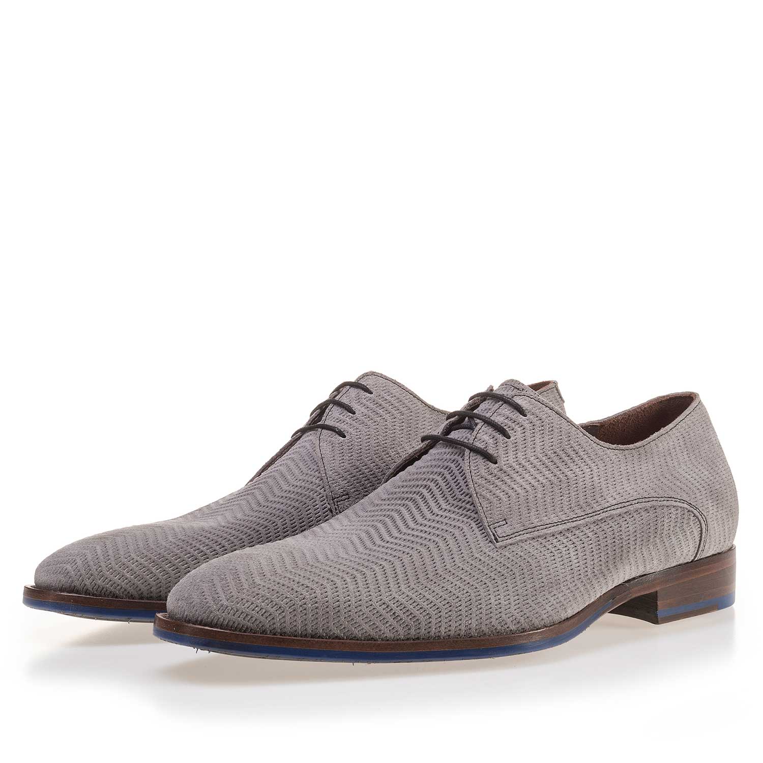 14146/04 - Grey suede lace shoe with pattern 14146/04 - Grey suede lace shoe with pattern