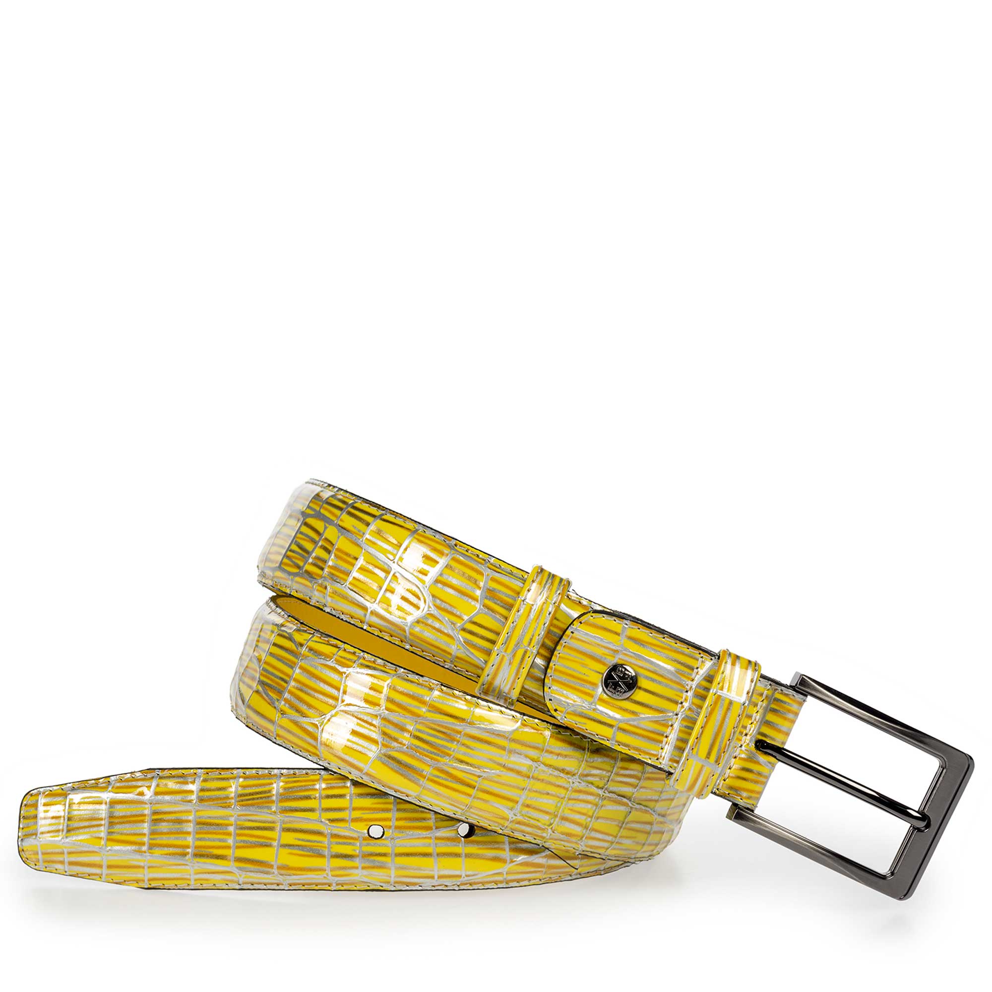 75182/08 - Yellow patent leather belt with print 75182/08 - Yellow patent leather belt with print