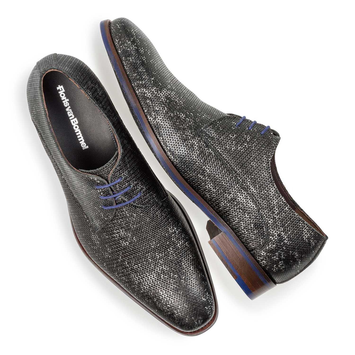 18159/00 - Dark grey leather lace shoe with metallic print 18159/00 - Dark grey leather lace shoe with metallic print