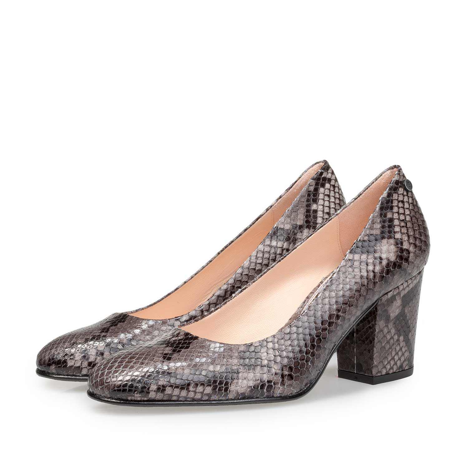 85520/11 - Grey leather pumps with snake print 85520/11 - Grey leather pumps with snake print
