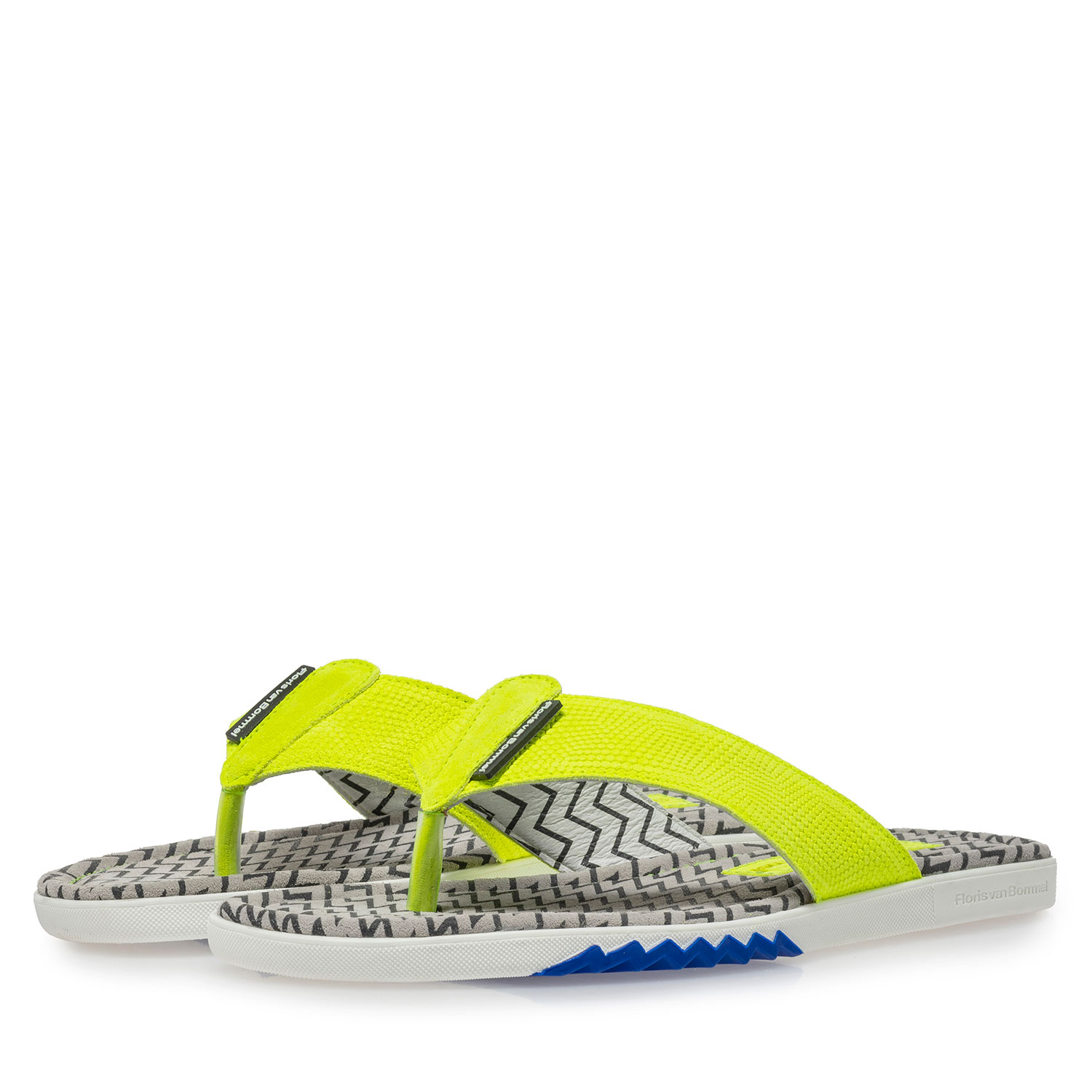 20201/18 - Yellow suede leather thong slipper with print 20201/18 - Yellow suede leather thong slipper with print
