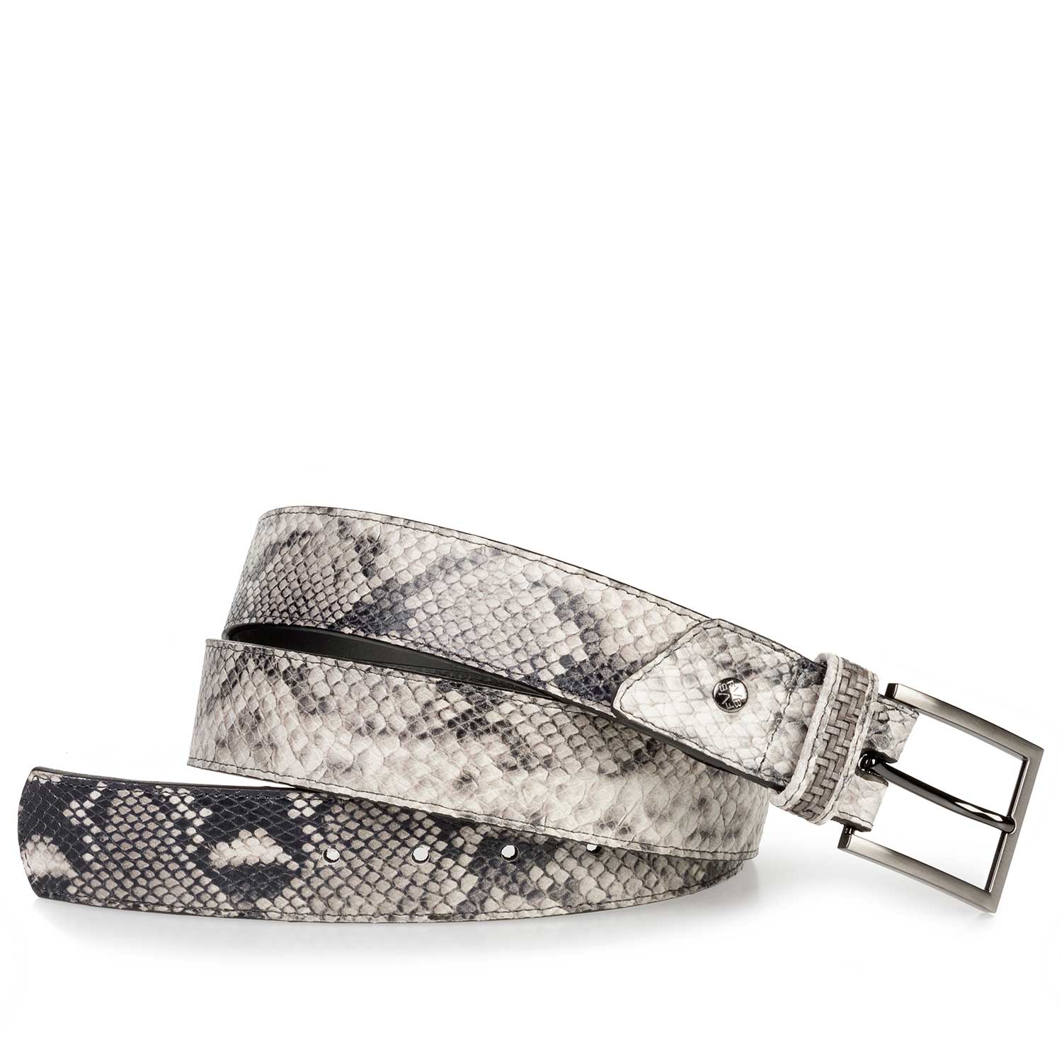 75179/00 - Grey leather belt with a snake print 75179/00 - Grey leather belt with a snake print