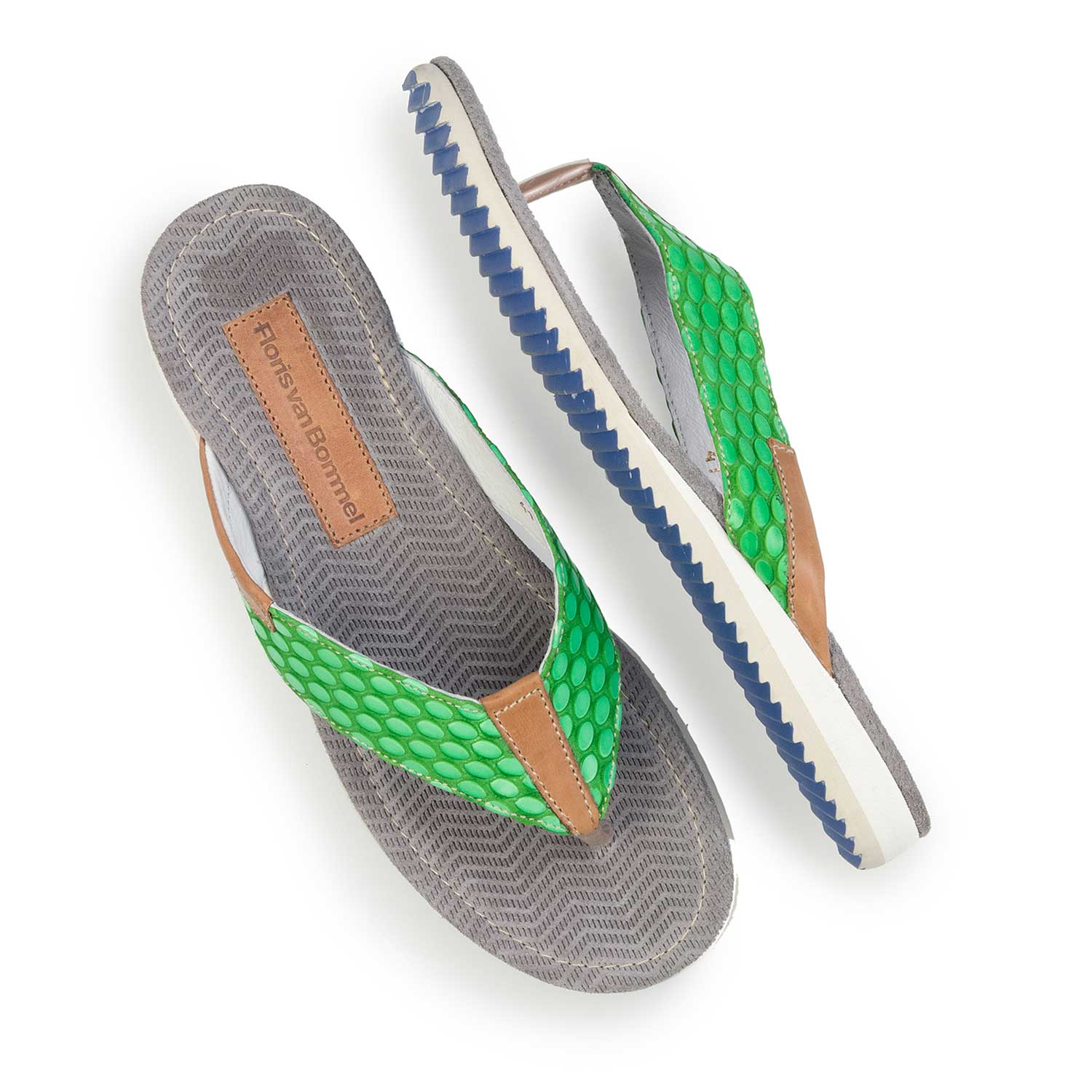 20022/24 - Green, printed slipper made of leather 20022/24 - Green, printed slipper made of leather