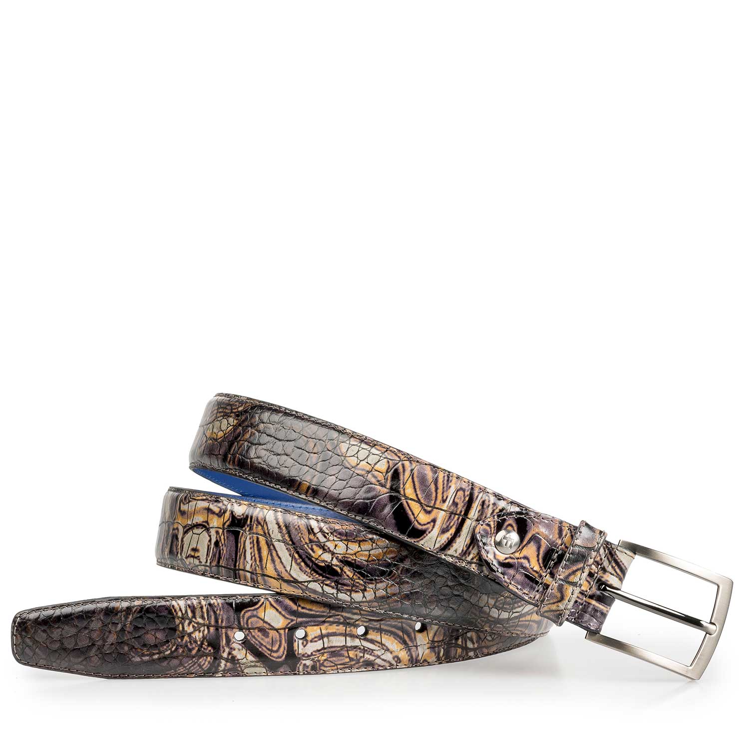 75190/33 - Grey Premium calf’s leather belt with croco print 75190/33 - Grey Premium calf’s leather belt with croco print