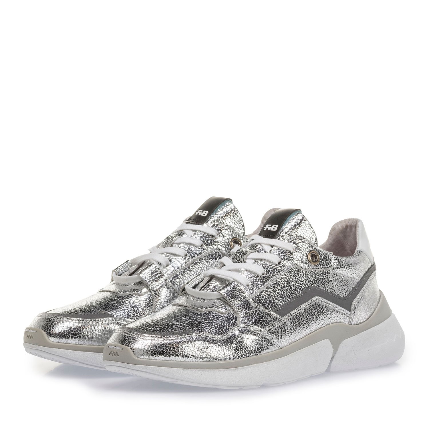 Silver metallic leather women's sneaker 85291/16 Floris van Bommel Women®