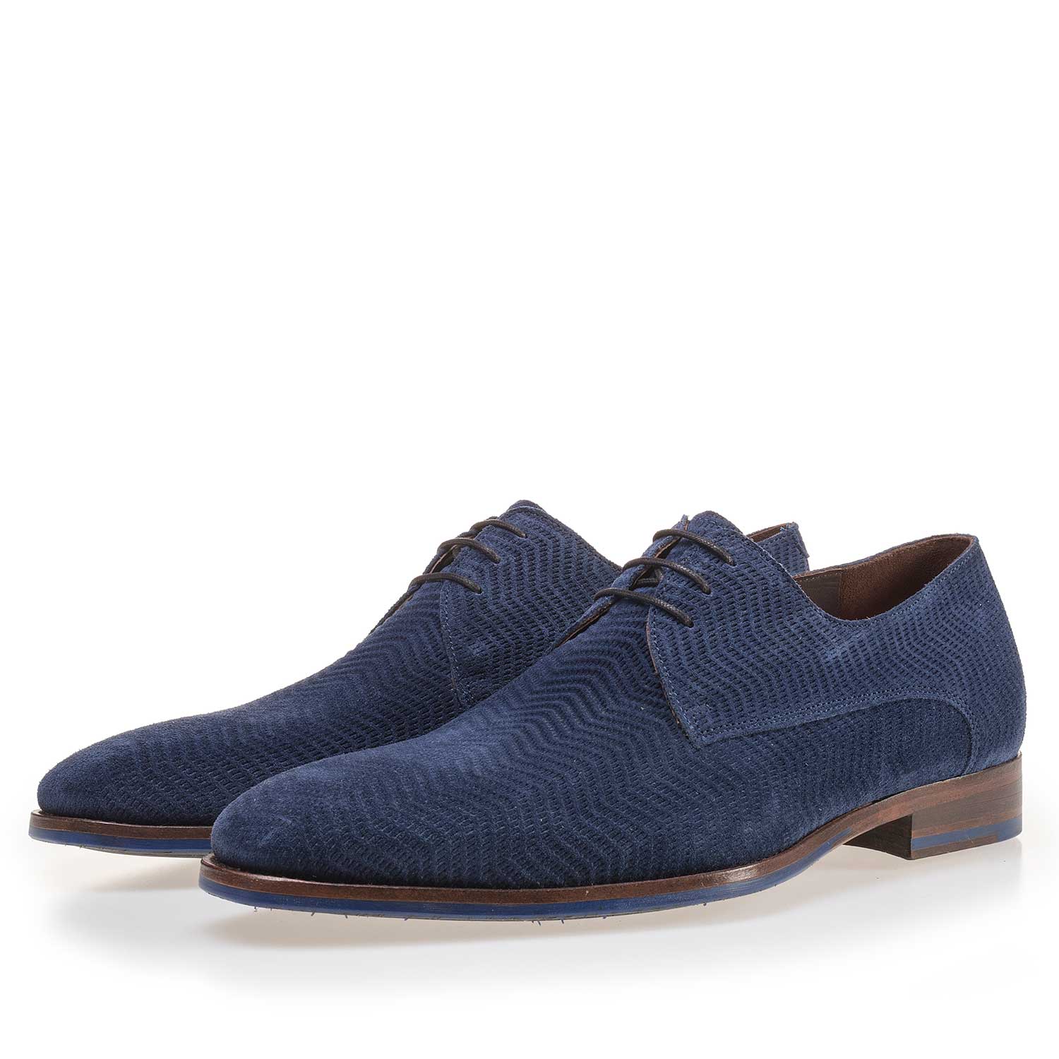 14146/03 - Blue suede leather lace shoe 14146/03 - Blue suede leather lace shoe