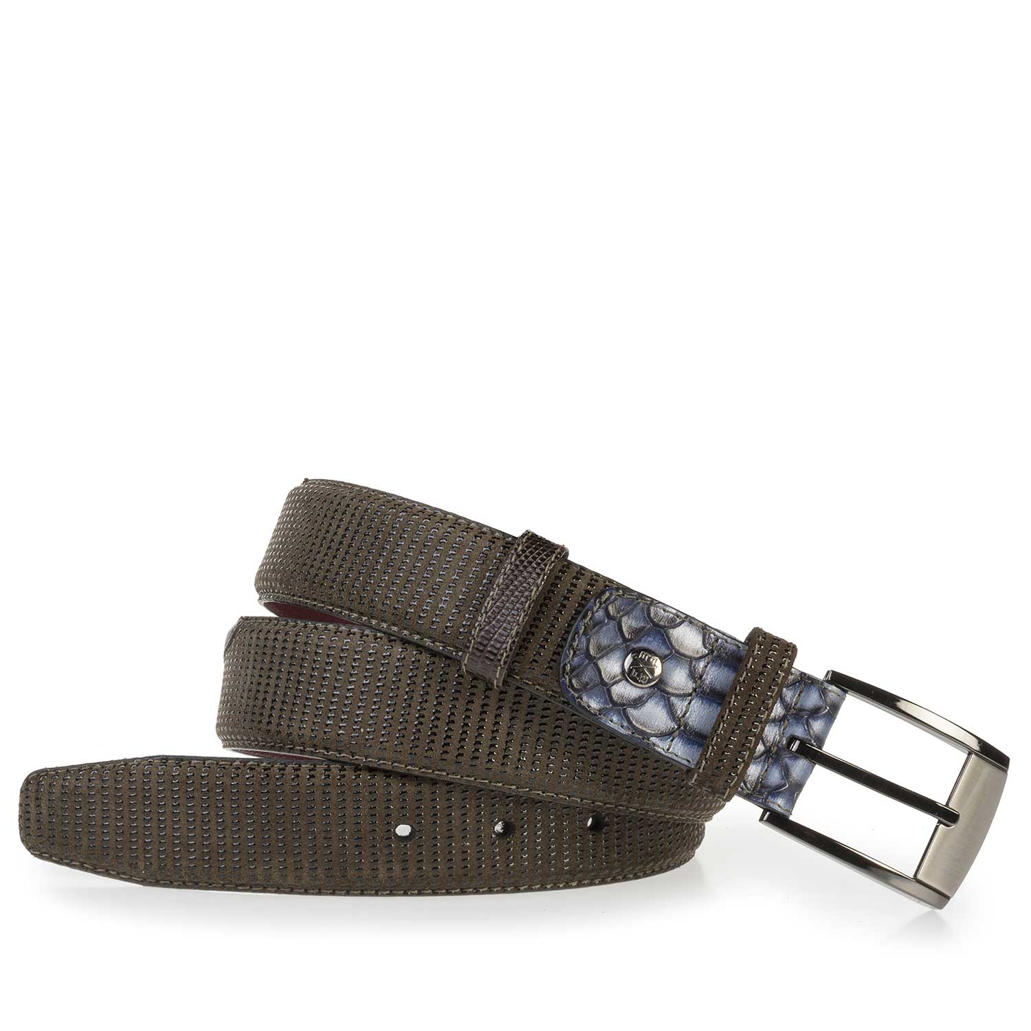 75176/02 - Olive green suede leather belt 75176/02 - Olive green suede leather belt