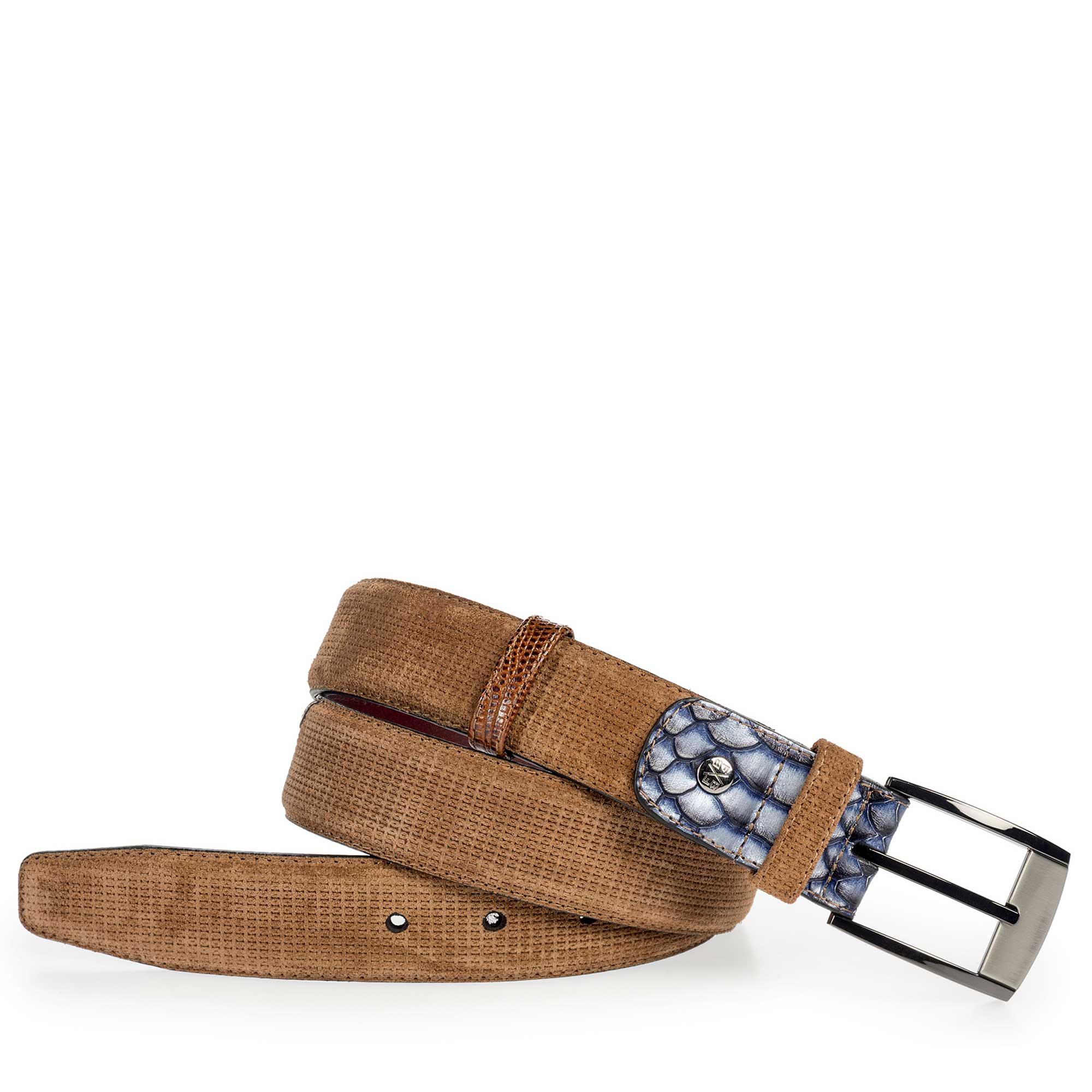 75176/15 - Light brown patterned belt made of suede leather 75176/15 - Light brown patterned belt made of suede leather