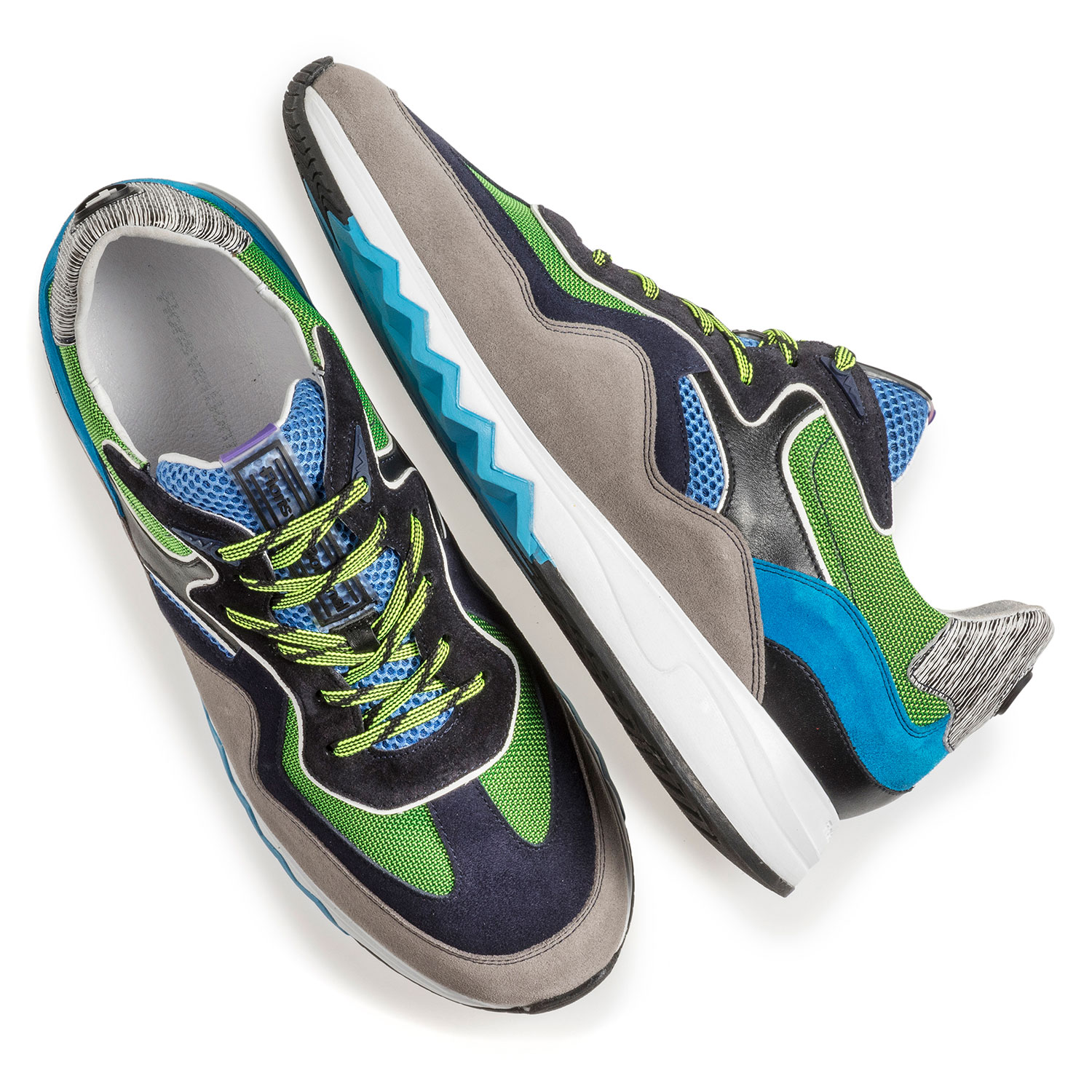 16290/00 - Multi-colour suede leather sneaker with green details 16290/00 - Multi-colour suede leather sneaker with green details