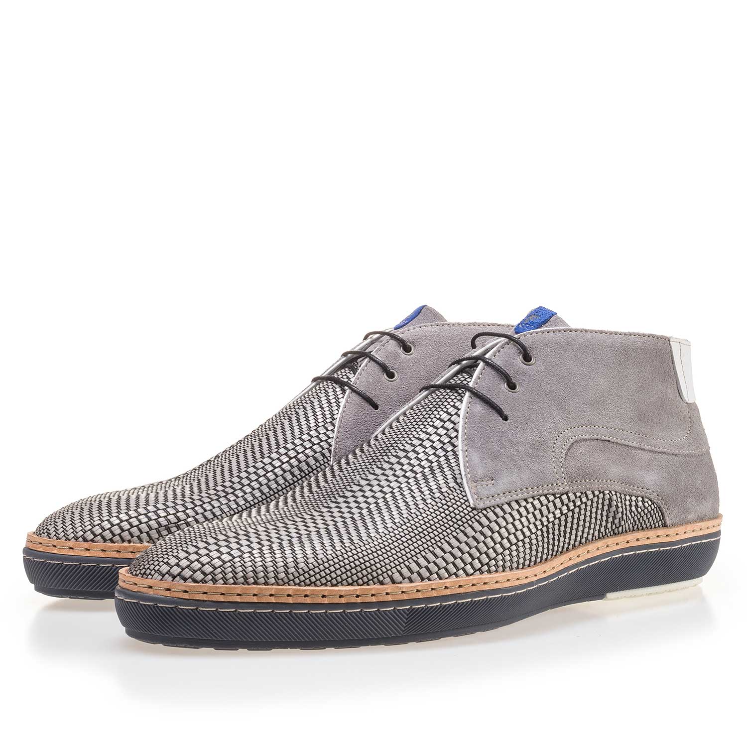 10017/00 - Grey braided leather lace boot 10017/00 - Grey braided leather lace boot