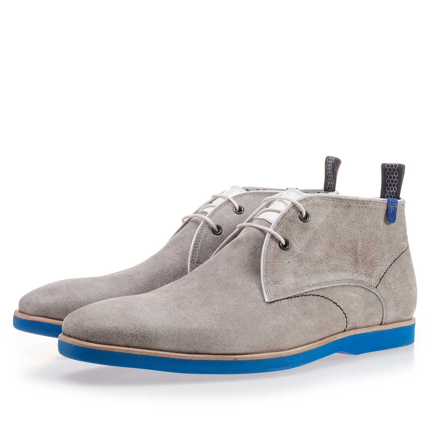 10014/01 - Light grey washed suede leather lace boot 10014/01 - Light grey washed suede leather lace boot