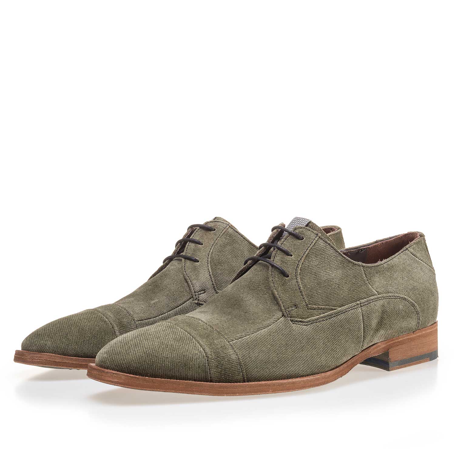 14136/00 - Olive green suede leather lace shoe 14136/00 - Olive green suede leather lace shoe