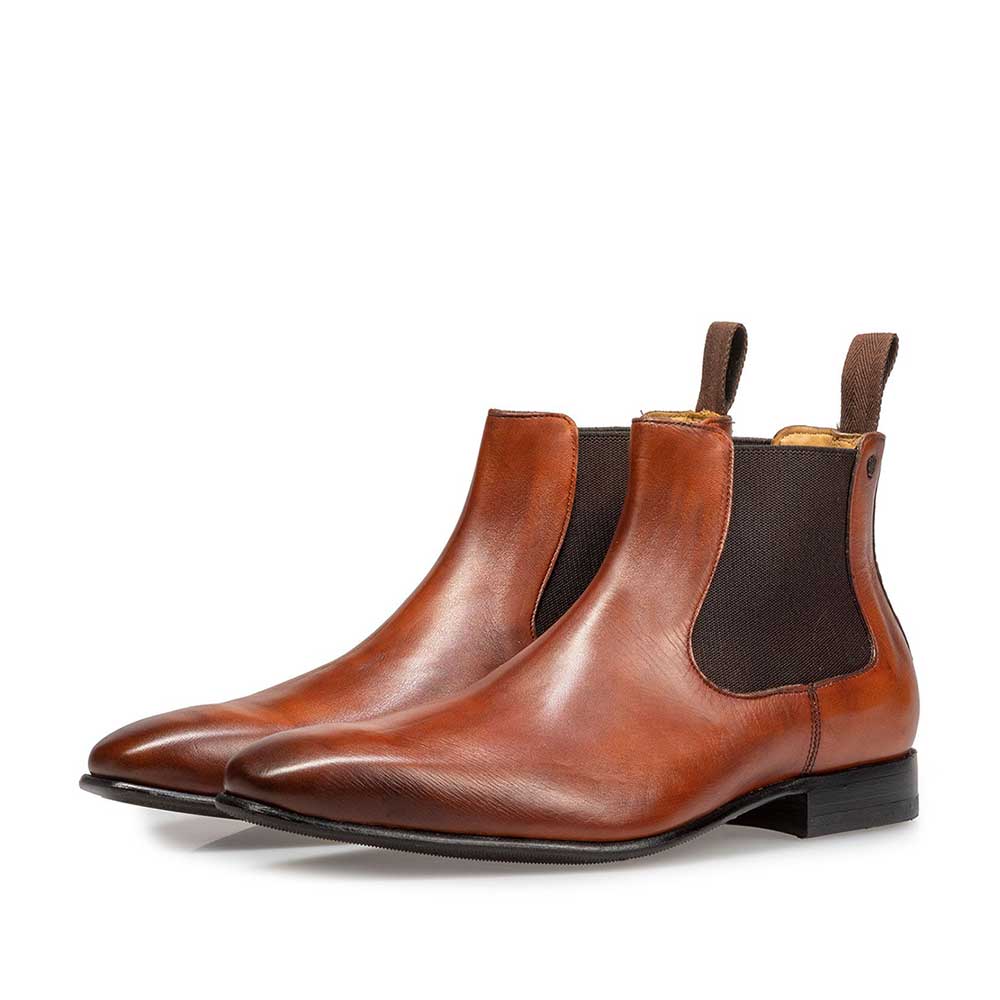 Cognac-coloured calf leather Chelsea boot 10537/00 | van Bommel Official®