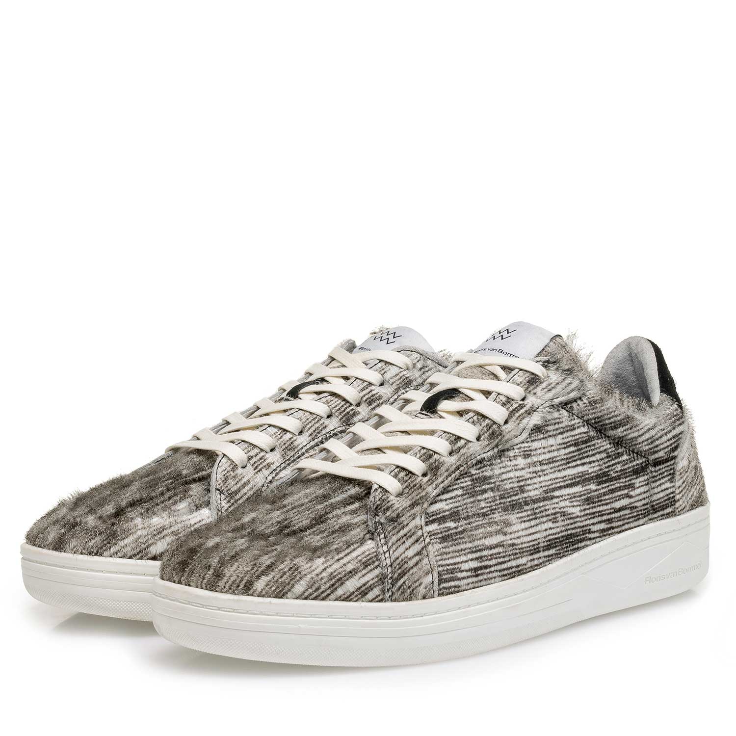 13256/00 - Premium off-white pony hair sneaker with striped pattern 13256/00 - Premium off-white pony hair sneaker with striped pattern