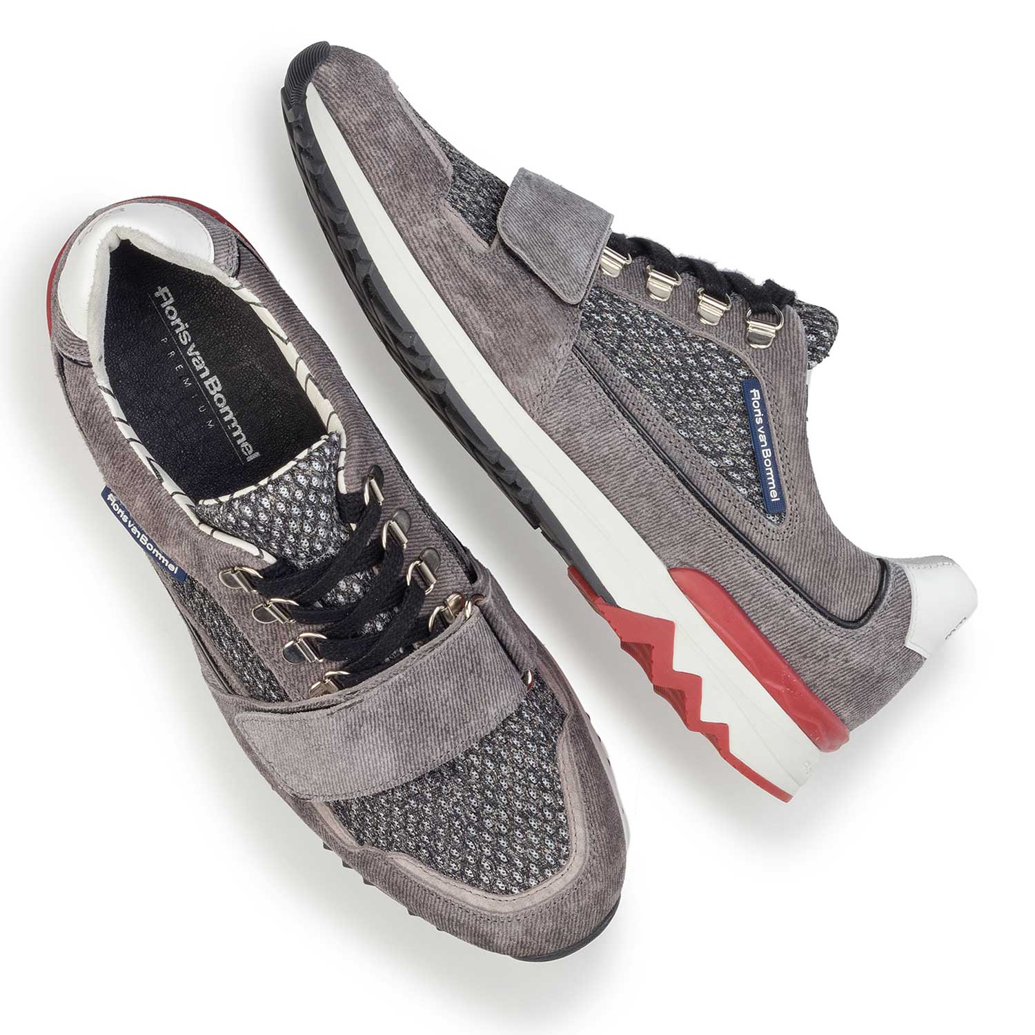 16221/04 - Premium grey suede leather sneaker with velcro fastening 16221/04 - Premium grey suede leather sneaker with velcro fastening