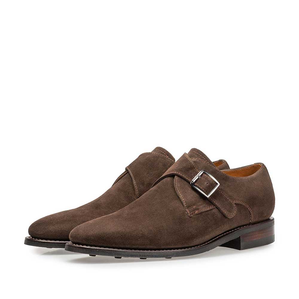 12352/01 - Dark brown suede leather monk strap 12352/01 - Dark brown suede leather monk strap