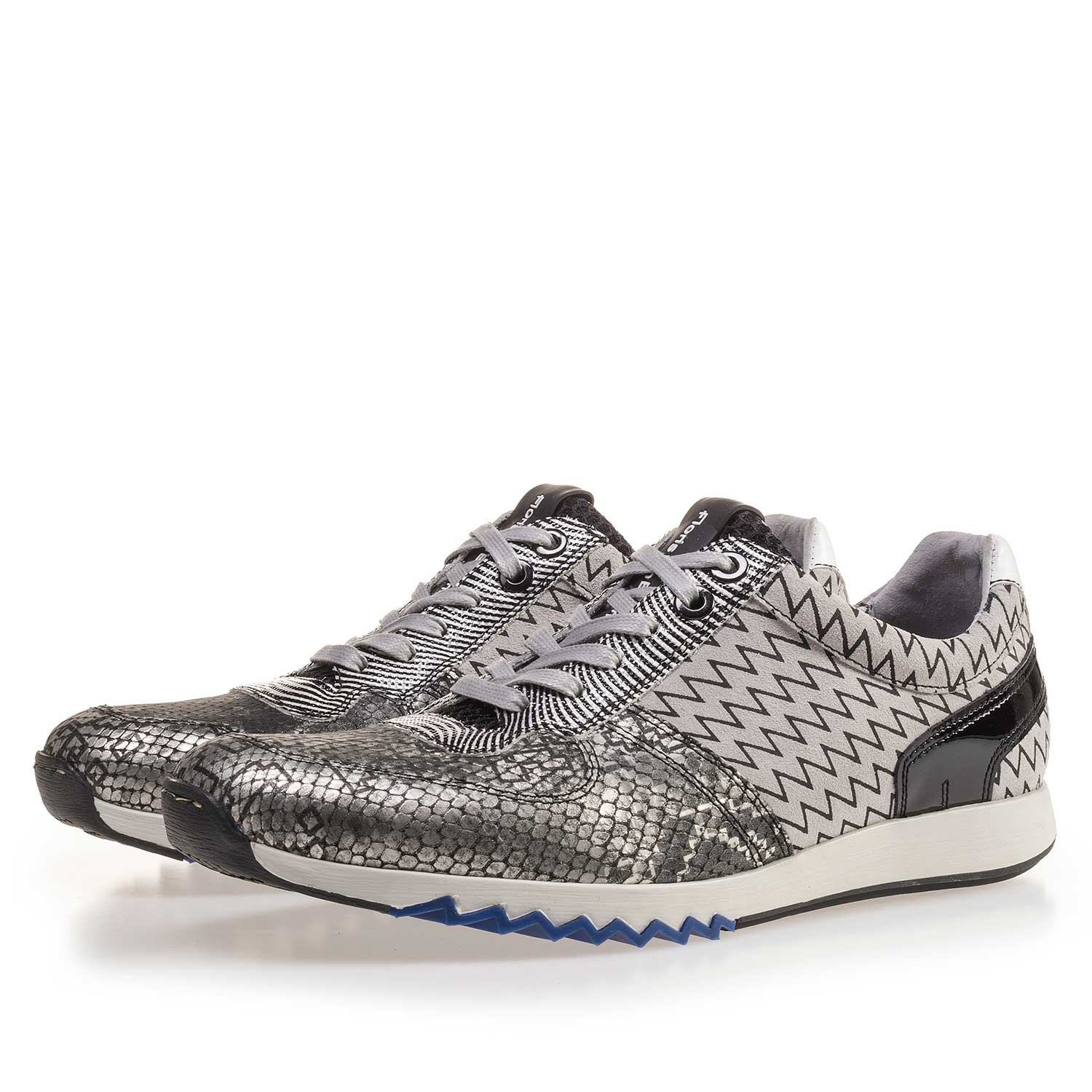 16204/01 - Grey patterned Premium leather sneaker 16204/01 - Grey patterned Premium leather sneaker