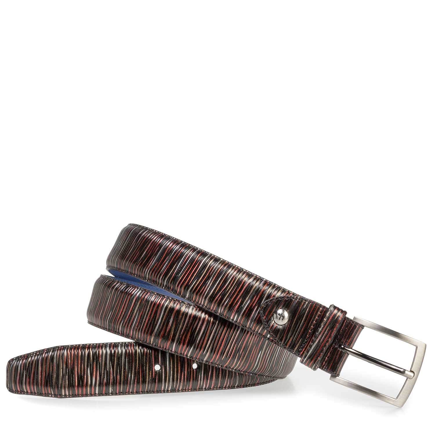 75201/38 - Dark red leather belt with metallic print 75201/38 - Dark red leather belt with metallic print