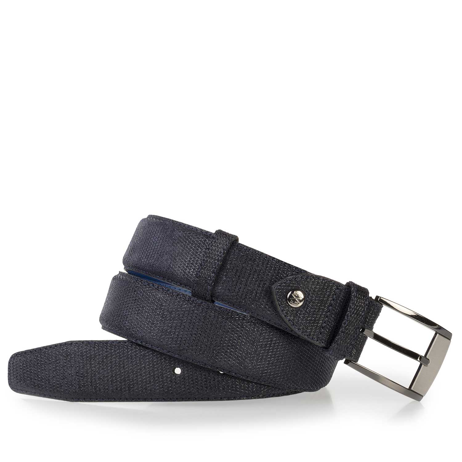 75180/22 - Blue suede leather belt with pattern 75180/22 - Blue suede leather belt with pattern