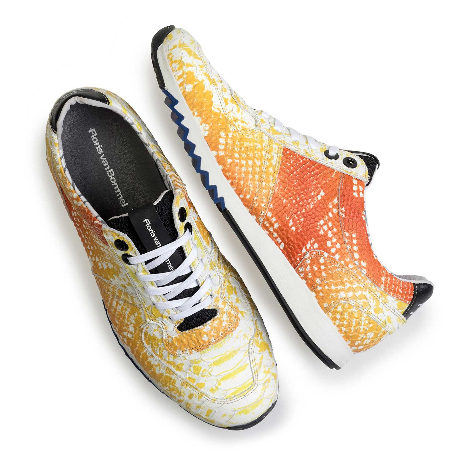 16227/12 - Yellow leather sneaker with a snake pattern 16227/12 - Yellow leather sneaker with a snake pattern